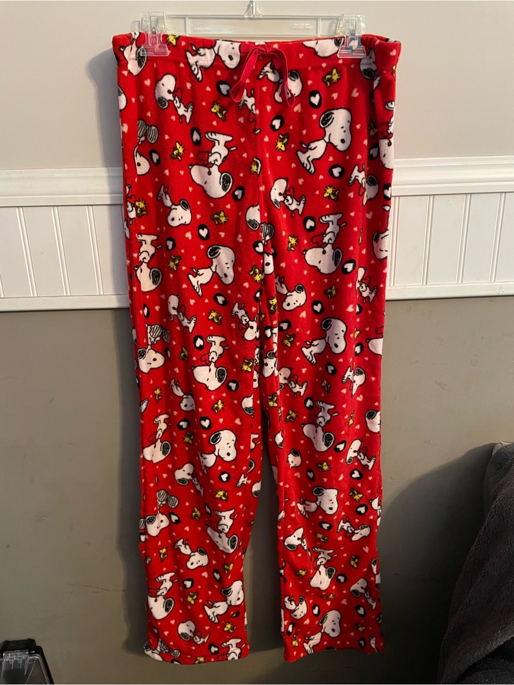 Peanuts Snoopy and Woodstock Fuzzy Pajama Sleep Pants Size Medium / Large NWOT